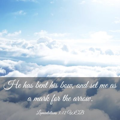 Picture 03 - Lamentations 3:12 WEB - He has bent his bow, and set me as a mark for the - Bible Verse Picture
