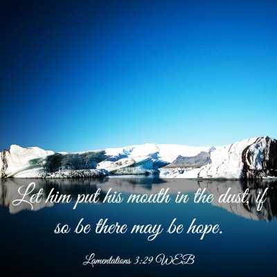 Picture 03 - Lamentations 3:29 WEB - Let him put his mouth in the dust, if so be there - Bible Verse Picture