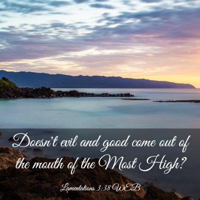 Picture 03 - Lamentations 3:38 WEB - Doesn't evil and good come out of the mouth of - Bible Verse Picture