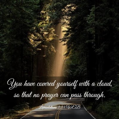 Picture 03 - Lamentations 3:44 WEB - You have covered yourself with a cloud, so that - Bible Verse Picture
