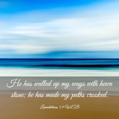 Picture 03 - Lamentations 3:9 WEB - He has walled up my ways with hewn stone; he has - Bible Verse Picture