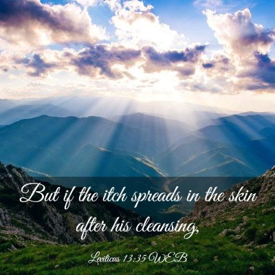 Picture 03 - Leviticus 13:35 WEB - But if the itch spreads in the skin after his - Bible Verse Picture