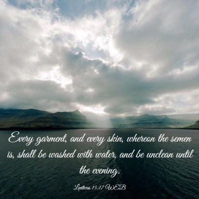 Picture 03 - Leviticus 15:17 WEB - Every garment, and every skin, whereon the semen - Bible Verse Picture