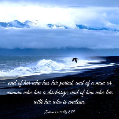 Picture 03 - Leviticus 15:33 WEB - and of her who has her period, and of a man or - Bible Verse Picture