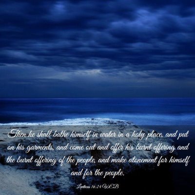 Picture 03 - Leviticus 16:24 WEB - Then he shall bathe himself in water in a holy - Bible Verse Picture