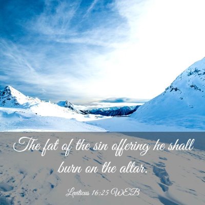 Picture 03 - Leviticus 16:25 WEB - The fat of the sin offering he shall burn on the - Bible Verse Picture