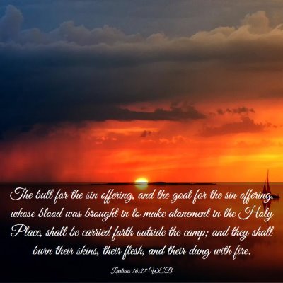 Picture 03 - Leviticus 16:27 WEB - The bull for the sin offering, and the goat for - Bible Verse Picture