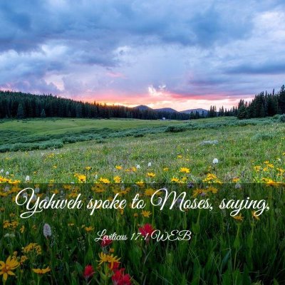 Picture 03 - Leviticus 17:1 WEB - Yahweh spoke to Moses, - Bible Verse Picture
