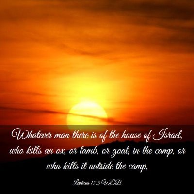 Picture 03 - Leviticus 17:3 WEB - Whatever man there is of the house of Israel, who - Bible Verse Picture