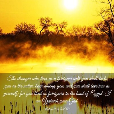 Picture 03 - Leviticus 19:34 WEB - The stranger who lives as a foreigner with you - Bible Verse Picture