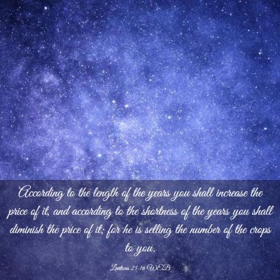 Picture 03 - Leviticus 25:16 WEB - According to the length of the years you shall - Bible Verse Picture