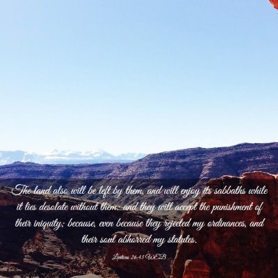 Picture 03 - Leviticus 26:43 WEB - The land also will be left by them, and will - Bible Verse Picture