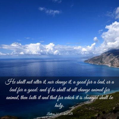 Picture 03 - Leviticus 27:10 WEB - He shall not alter it, nor change it, a good for - Bible Verse Picture