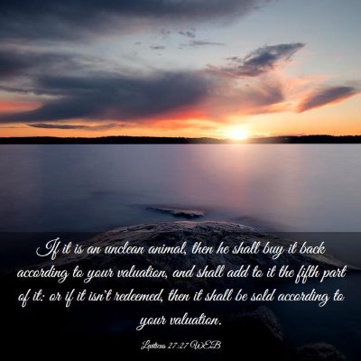 Picture 03 - Leviticus 27:27 WEB - If it is an unclean animal, then he shall buy it - Bible Verse Picture