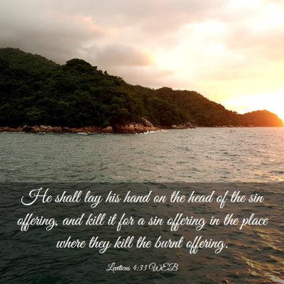 Picture 03 - Leviticus 4:33 WEB - He shall lay his hand on the head of the sin - Bible Verse Picture