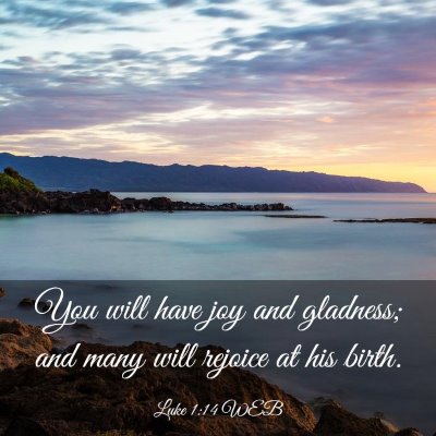 Picture 03 - Luke 1:14 WEB - You will have joy and gladness; and many will - Bible Verse Picture