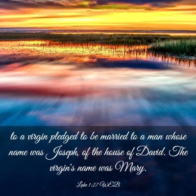 Picture 03 - Luke 1:27 WEB - to a virgin pledged to be married to a man whose - Bible Verse Picture