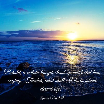 Picture 03 - Luke 10:25 WEB - Behold, a certain lawyer stood up and tested him, - Bible Verse Picture