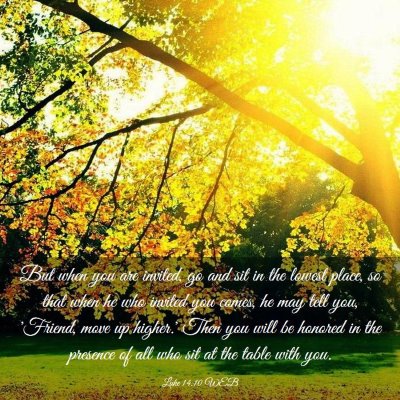 Picture 03 - Luke 14:10 WEB - But when you are invited, go and sit in the - Bible Verse Picture