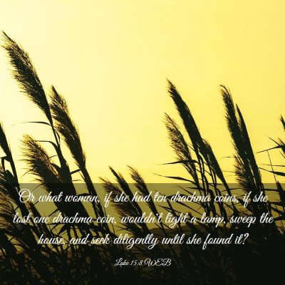 Picture 03 - Luke 15:8 WEB - Or what woman, if she had ten drachma coins, if - Bible Verse Picture