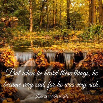 Picture 03 - Luke 18:23 WEB - But when he heard these things, he became very - Bible Verse Picture