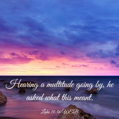 Picture 03 - Luke 18:36 WEB - Hearing a multitude going by, he asked what this - Bible Verse Picture