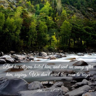 Picture 03 - Luke 19:14 WEB - But his citizens hated him, and sent an envoy - Bible Verse Picture