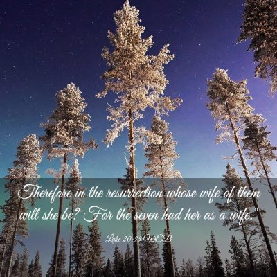 Picture 03 - Luke 20:33 WEB - Therefore in the resurrection whose wife of them - Bible Verse Picture