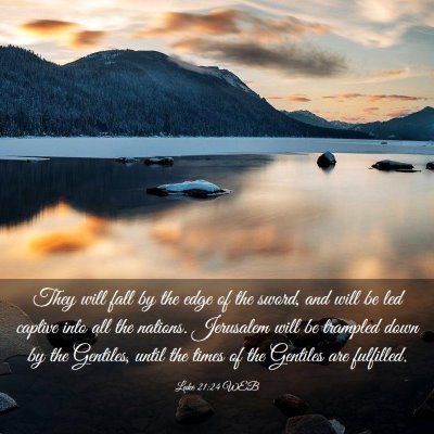 Picture 03 - Luke 21:24 WEB - They will fall by the edge of the sword, and will - Bible Verse Picture