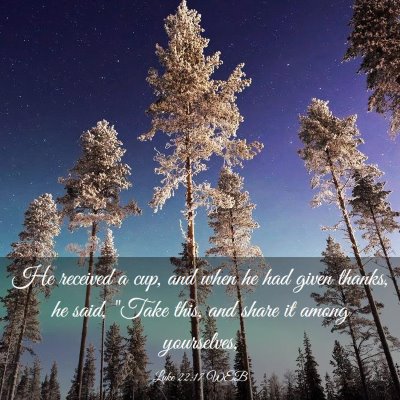 Picture 03 - Luke 22:17 WEB - He received a cup, and when he had given thanks, - Bible Verse Picture