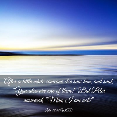 Picture 03 - Luke 22:58 WEB - After a little while someone else saw him, and - Bible Verse Picture