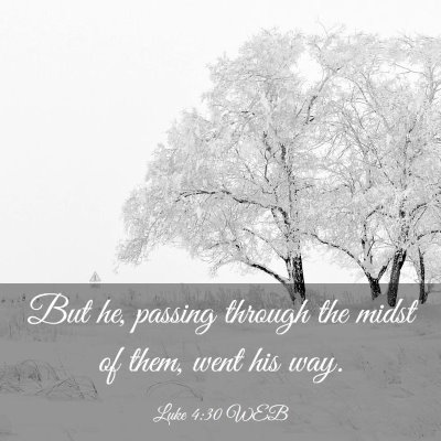 Picture 03 - Luke 4:30 WEB - But he, passing through the midst of them, went - Bible Verse Picture