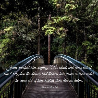 Picture 03 - Luke 4:35 WEB - Jesus rebuked him, saying, 