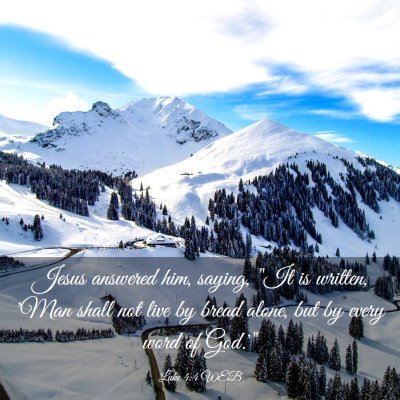 Picture 03 - Luke 4:4 WEB - Jesus answered him, saying, 