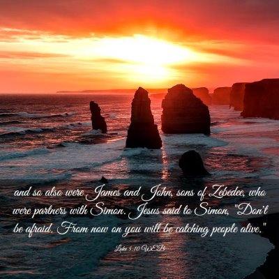 Picture 03 - Luke 5:10 WEB - and so also were James and John, sons of Zebedee, - Bible Verse Picture