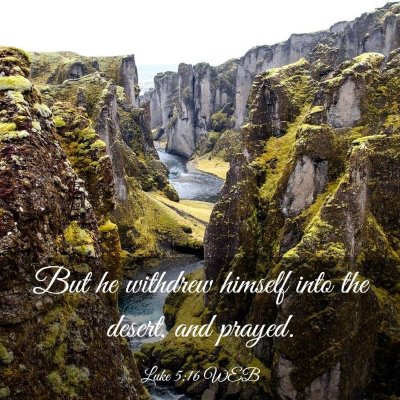 Picture 03 - Luke 5:16 WEB - But he withdrew himself into the desert, and - Bible Verse Picture