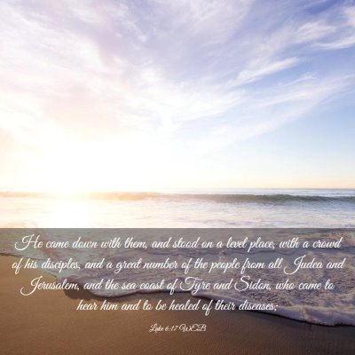 Picture 03 - Luke 6:17 WEB - He came down with them, and stood on a level - Bible Verse Picture