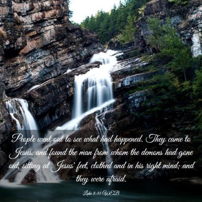 Picture 03 - Luke 8:35 WEB - People went out to see what had happened. They - Bible Verse Picture
