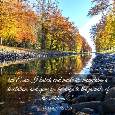 Picture 03 - Malachi 1:3 WEB - but Esau I hated, and made his mountains a - Bible Verse Picture