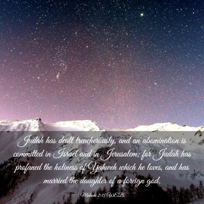 Picture 03 - Malachi 2:11 WEB - Judah has dealt treacherously, and an abomination - Bible Verse Picture