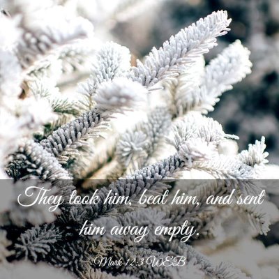 Picture 03 - Mark 12:3 WEB - They took him, beat him, and sent him away - Bible Verse Picture