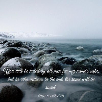 Picture 03 - Mark 13:13 WEB - You will be hated by all men for my name's sake, - Bible Verse Picture