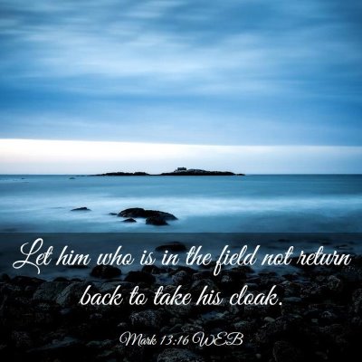 Picture 03 - Mark 13:16 WEB - Let him who is in the field not return back to - Bible Verse Picture
