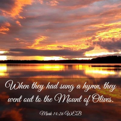 Picture 03 - Mark 14:26 WEB - When they had sung a hymn, they went out to the - Bible Verse Picture