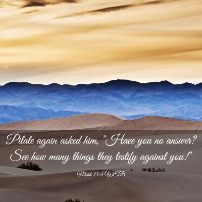 Picture 03 - Mark 15:4 WEB - Pilate again asked him, 