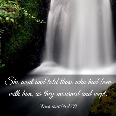 Picture 03 - Mark 16:10 WEB - She went and told those who had been with him, as - Bible Verse Picture