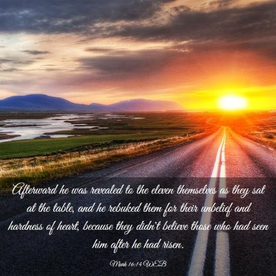Picture 03 - Mark 16:14 WEB - Afterward he was revealed to the eleven - Bible Verse Picture