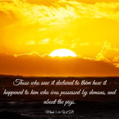 Picture 03 - Mark 5:16 WEB - Those who saw it declared to them how it happened - Bible Verse Picture