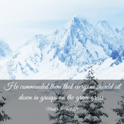 Picture 03 - Mark 6:39 WEB - He commanded them that everyone should sit down - Bible Verse Picture