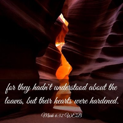 Picture 03 - Mark 6:52 WEB - for they hadn't understood about the loaves, but - Bible Verse Picture